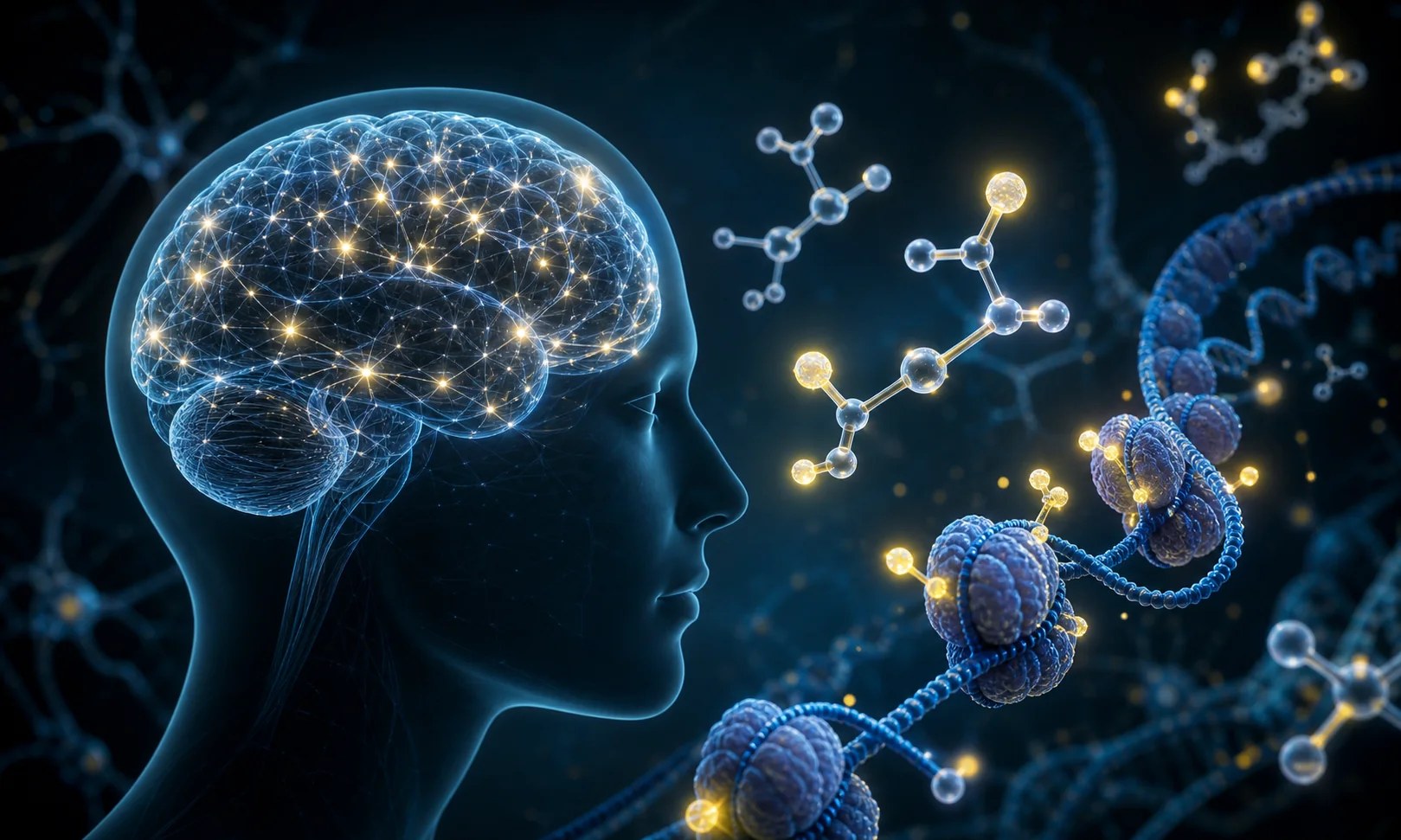 BHB brain signaling and epigenetic pathway illustration